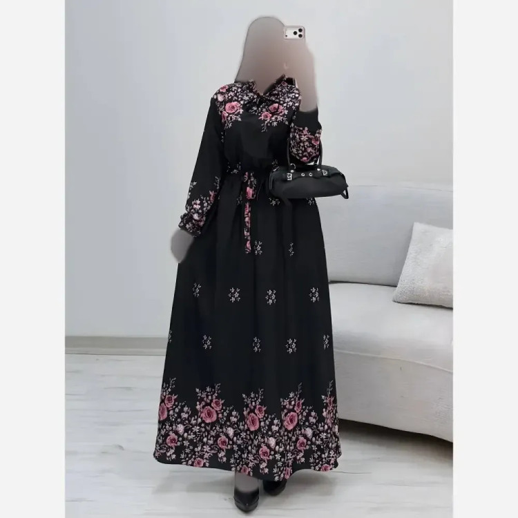 پیراهن ساحلی زنانه کرپ بوگاتی طرح رز سایز فری 38 تا 46