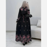 پیراهن ساحلی زنانه کرپ بوگاتی طرح رز سایز فری 38 تا 46