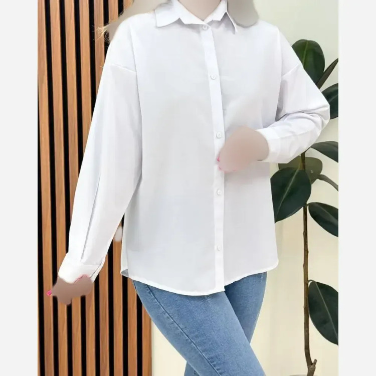 شومیز داکرون درجه یک سفید فری سایز
