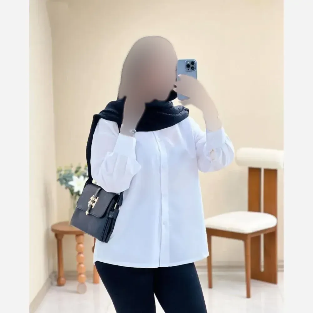 شومیز داکرون درجه یک سفید فری سایز