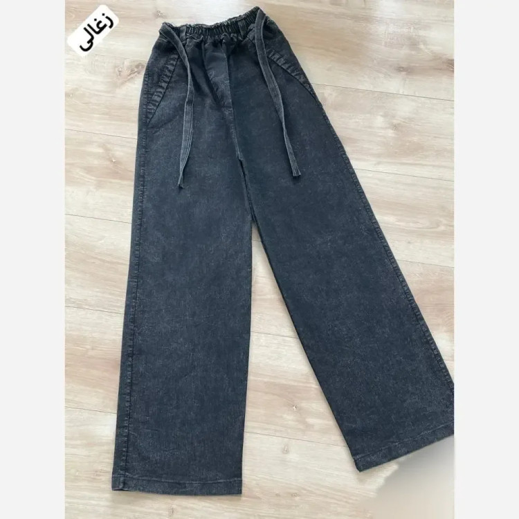 شلوار بگ طرح جین نیل درجه یک کمر کش و کمربند دار رنگ بندی متنوع سایز بزرگ و معمولی قد 100