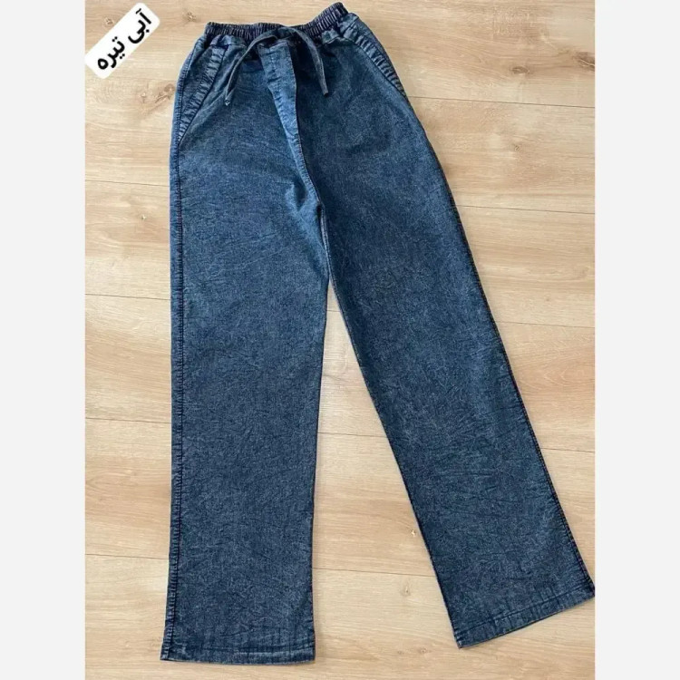 شلوار بگ طرح جین نیل درجه یک کمر کش و کمربند دار رنگ بندی متنوع سایز بزرگ و معمولی قد 100