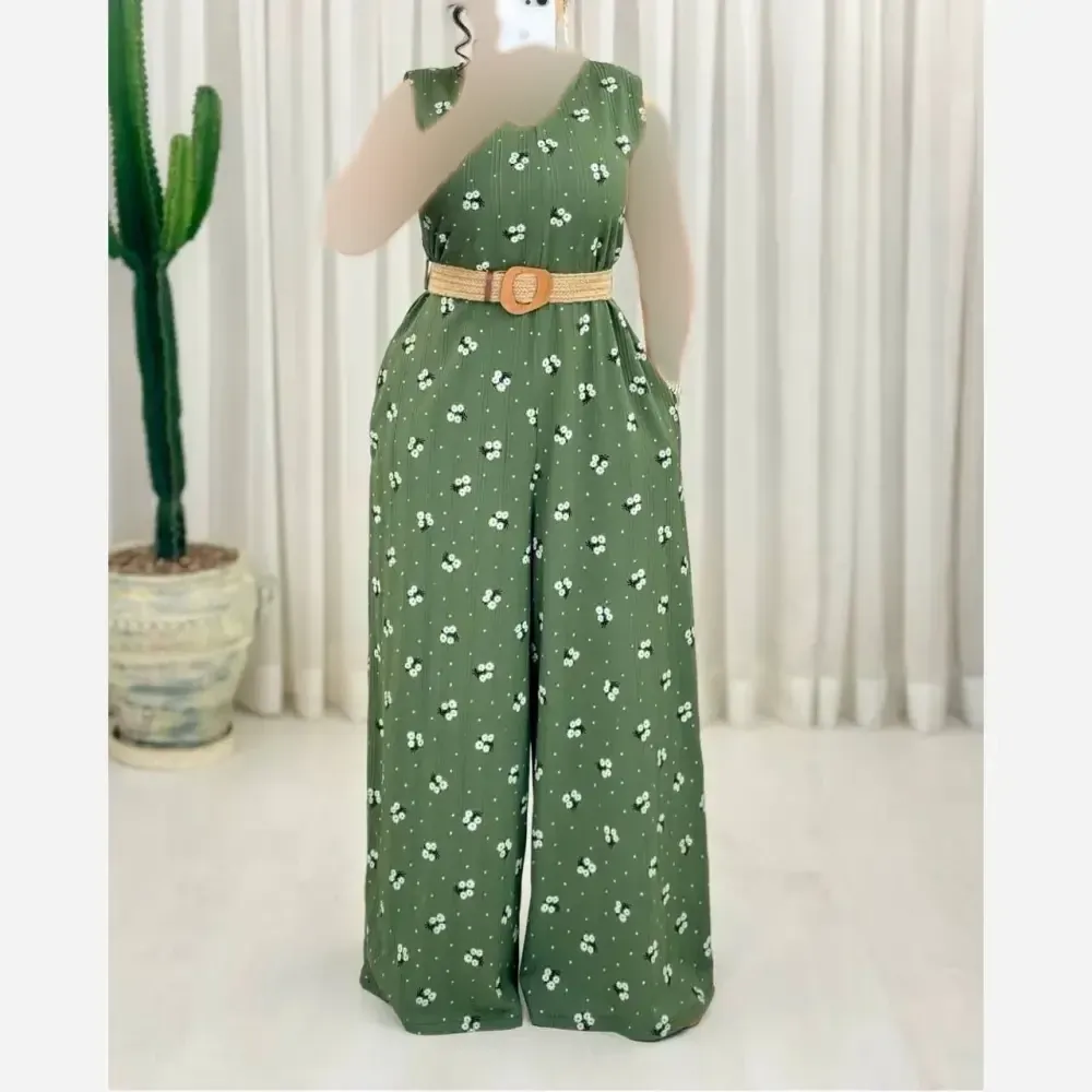 اورآل زنانه جنس کراش گل گچی خنک و سبک فری سایز کمربنددار