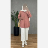 شومیز زنانه بغل دکمه آستین ساده جنس صوفیا شانتون درجه یک فری سایز