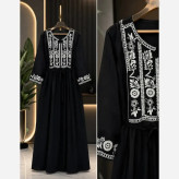 پیراهن ساحلی نخی گندم مشکی فری سایز وارداتی