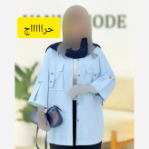 شومیز لنین کتان نیلی جیب طرح صلیبی سایز بزرگ فری سایز