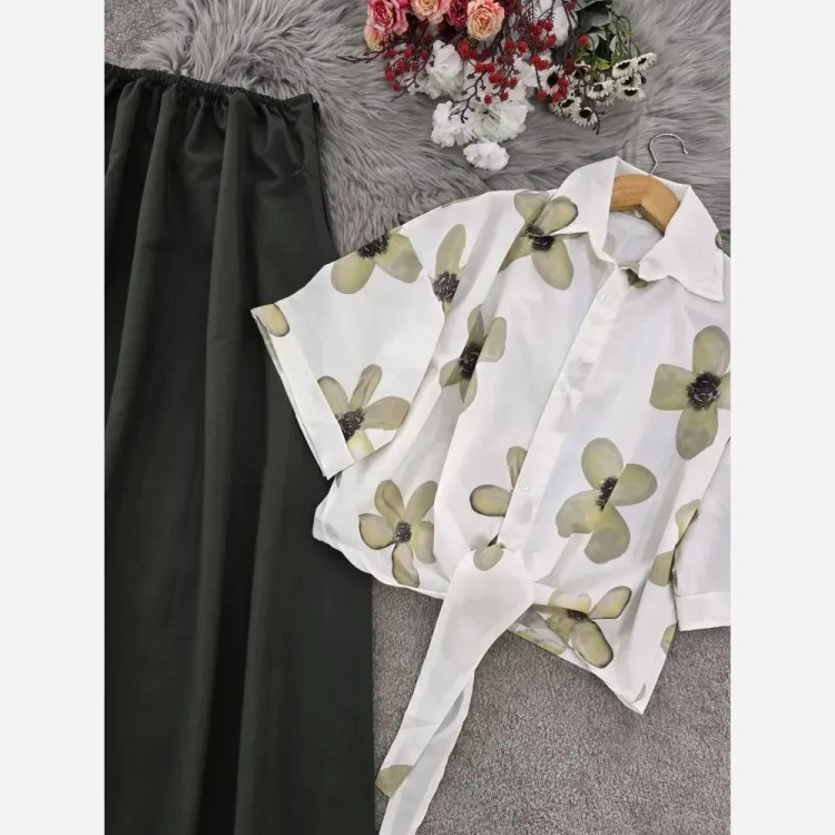 ست شومیز گره ای بوگاتی و دامن لنینت فری سایز