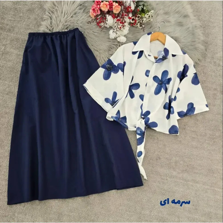 ست شومیز گره ای بوگاتی و دامن لنینت فری سایز