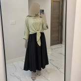 ست شومیز گره ای و دامن شانتون فری سایز