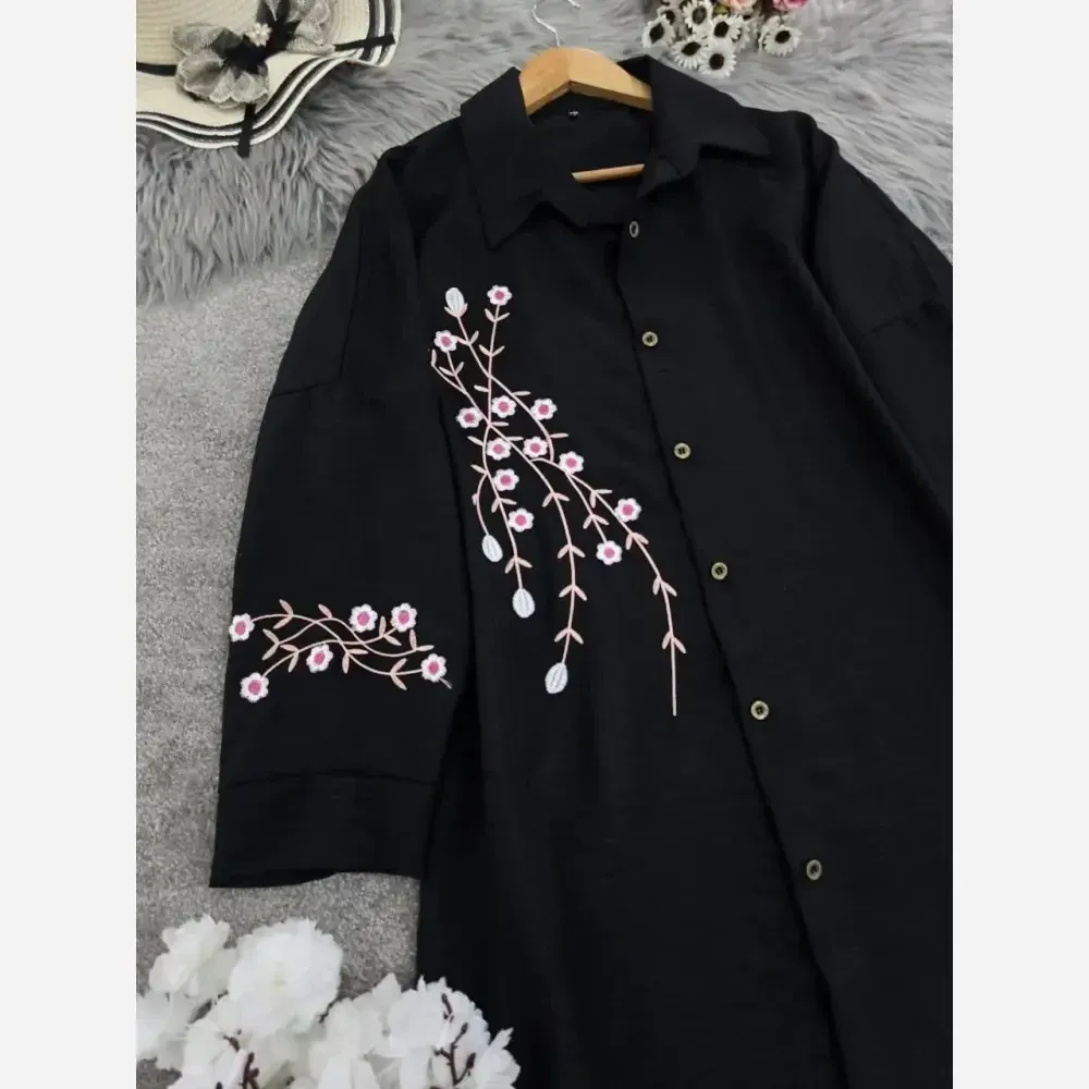 شومیز مانتویی آرتینا جنس شانتون گلدوزی شده