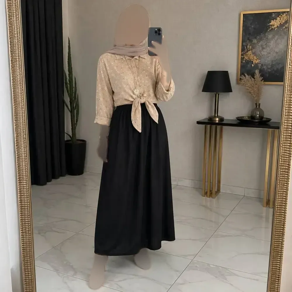 ست شومیز گره ای و دامن شانتون فری سایز