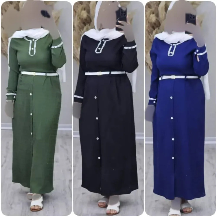 ست شومیز و دامن و کمربند آرامیس جنس آیوا کوک دوزی فری سایز
