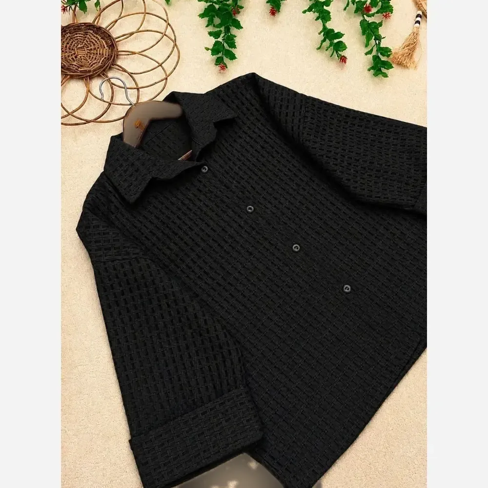 مانتو حصیری رایان مشکی فری سایز 36 تا 48 قد 60