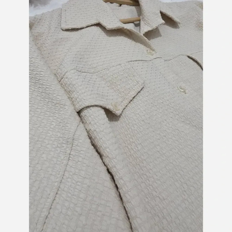 شومیز باکسی طرح جیب آنیسا پفکی وارداتی فری سایز 38 تا 48 خنک و سبک تابستانی