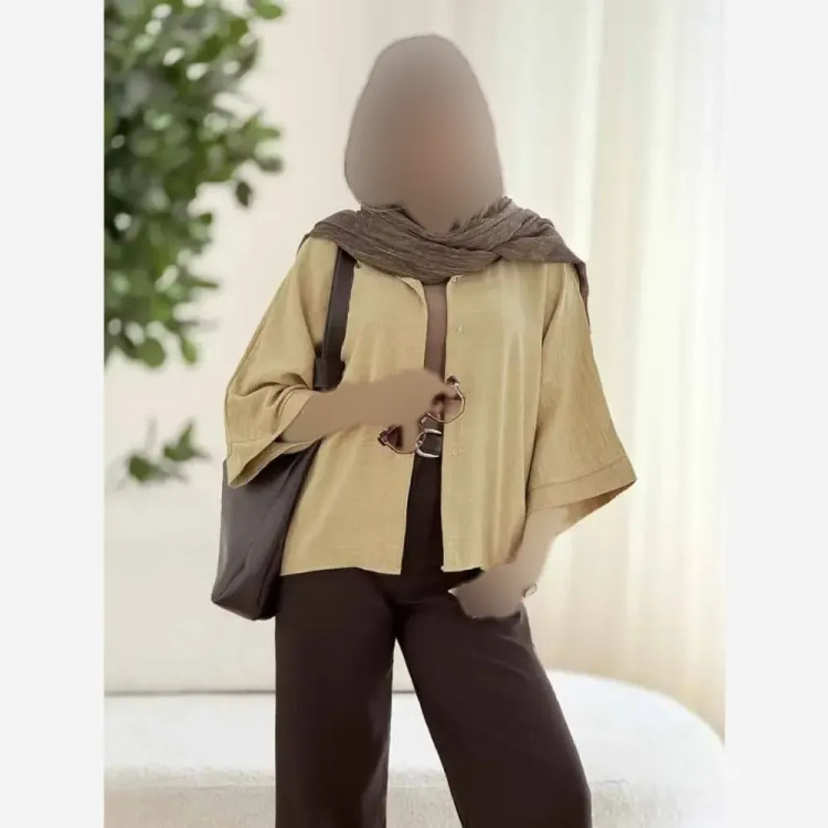 شومیز باکسی شفق جنس شانتون حصیری سایز فری 36 تا 46