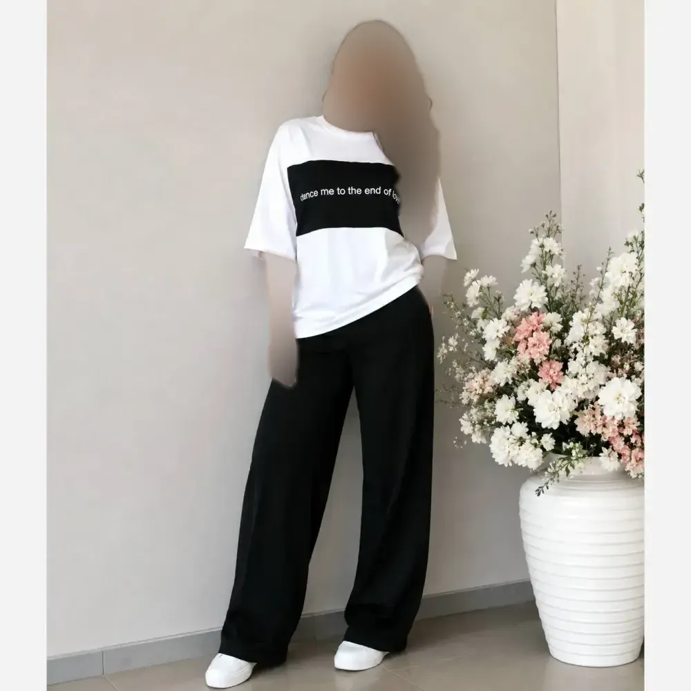 ست تیشرت شلوار dance گلکسی نخ پنبه زنانه فری سایز 38 تا 48 رنگبندی متنوع