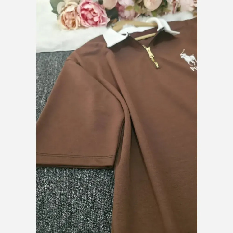 ست پولوشرت نیم زیپ و شلوار زنانه polo جنس گلکسی نخ پنبه در رنگبندی متنوع و سایز فری