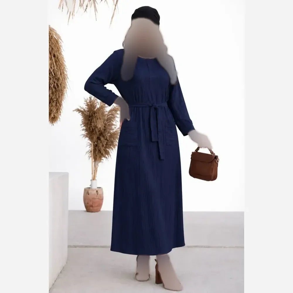 کفتان بلند زنانه جنس ایوا درجه یک سایز 38 تا 44 رنگ سورمه ای و کرم