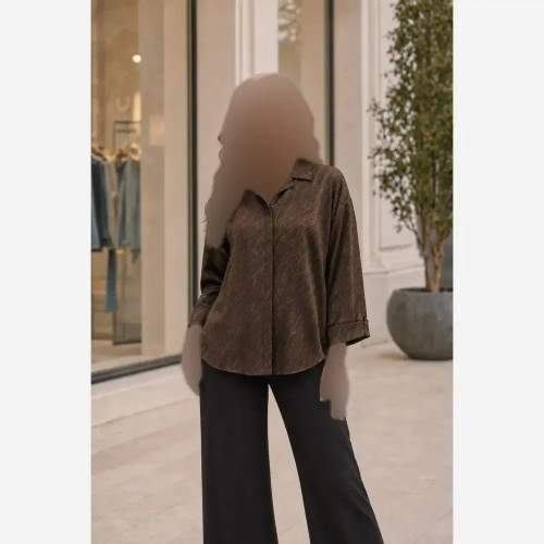 شومیز مانتویی ترانه 308 آیوا بارانی درجه یک فری سایز 38 تا 48 نگینکاری شده