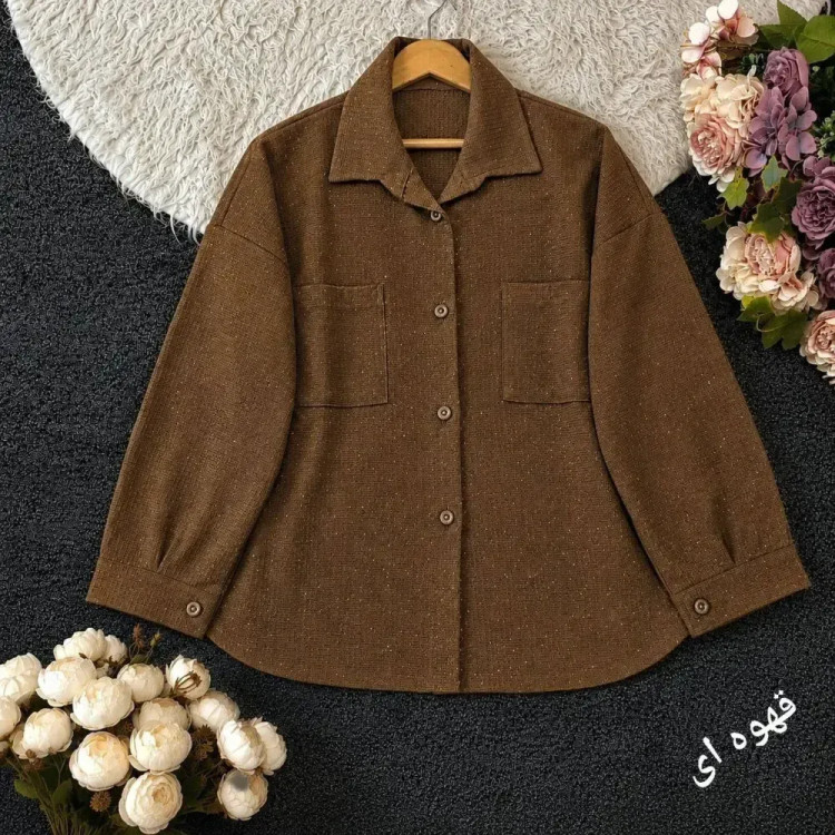 شومیز مانتویی ترانه 308 آیوا بارانی درجه یک فری سایز 38 تا 48 نگینکاری شده