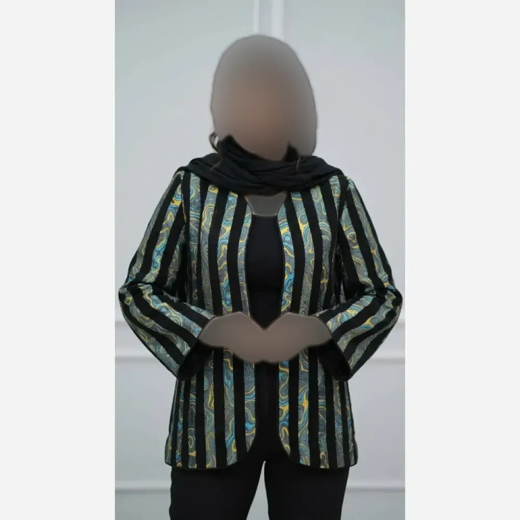 کت طرح دار تافته درجه یک زنانه فری سایز 38 تا 48 شیک و خاص مجلسی نیمه رسمی
