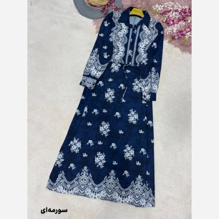 پیراهن ساحلی زنانه فلورنخ طرح زنبق فری سایز