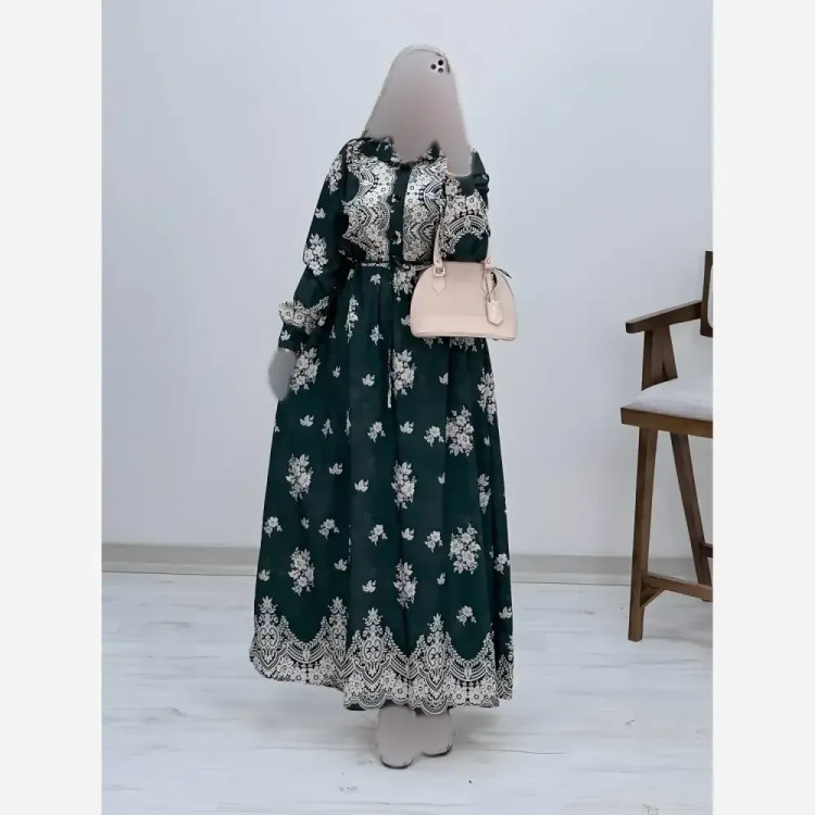 پیراهن ساحلی زنانه فلورنخ طرح زنبق فری سایز