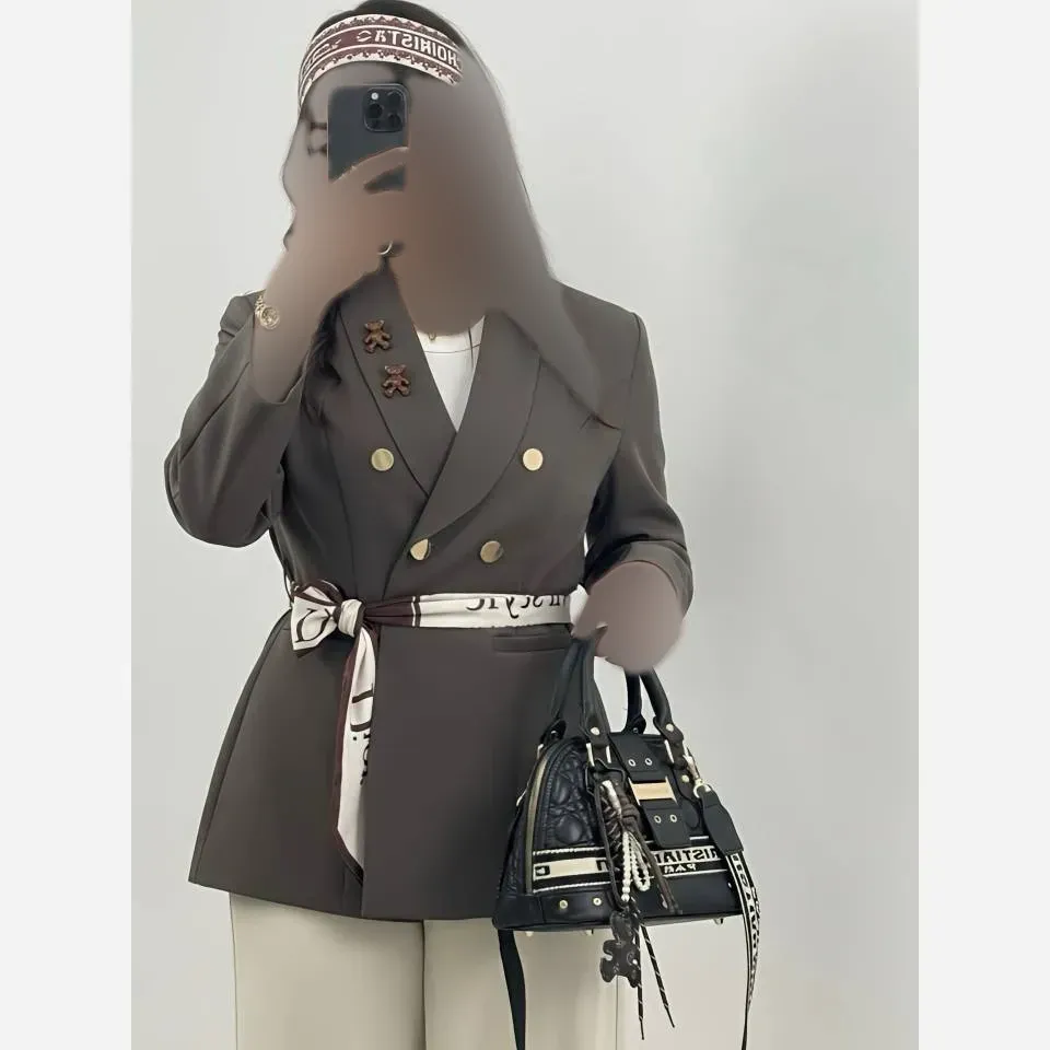 کت تک زنانه مازراتی کمربند دار رنگ بندی متنوع