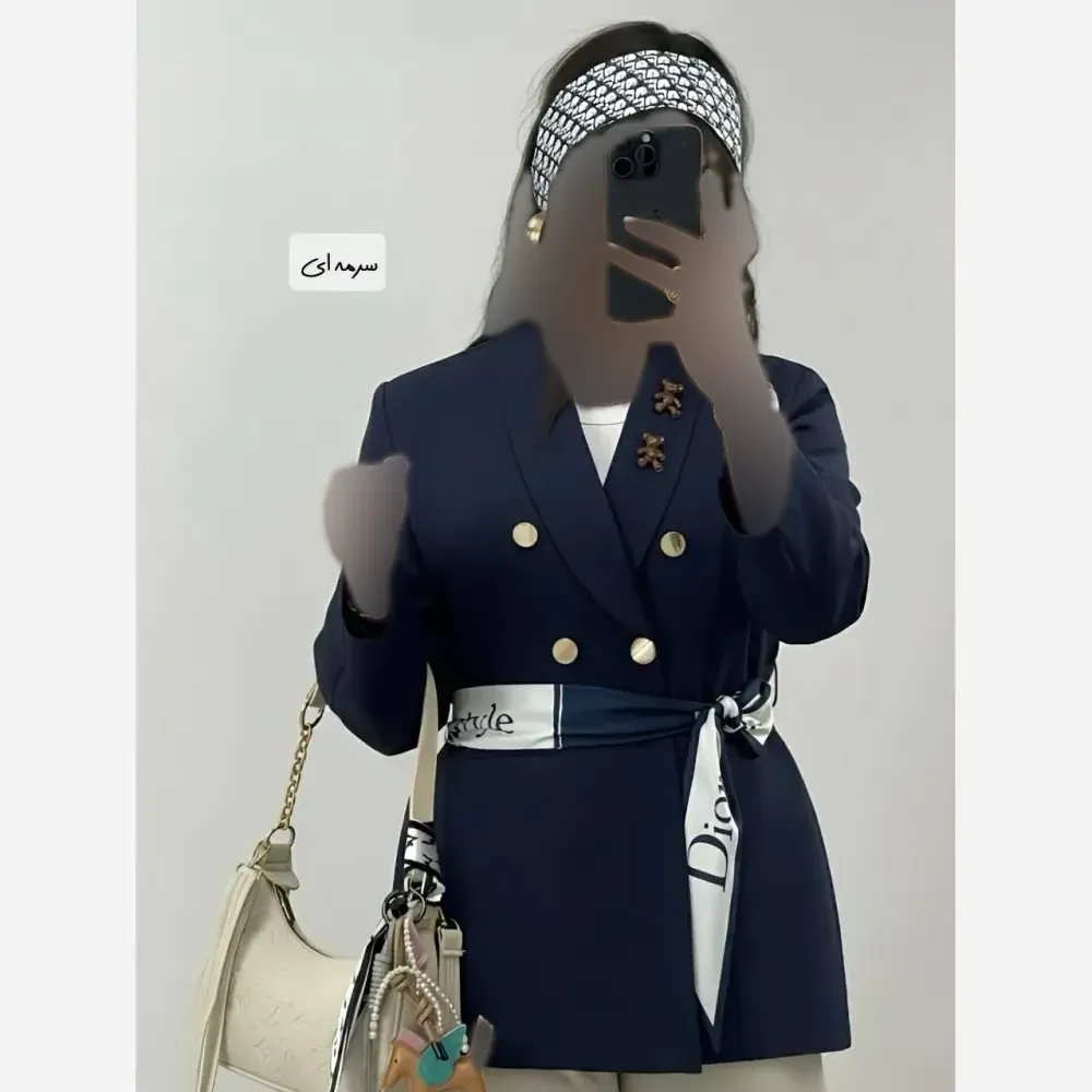 کت تک زنانه مازراتی کمربند دار رنگ بندی متنوع