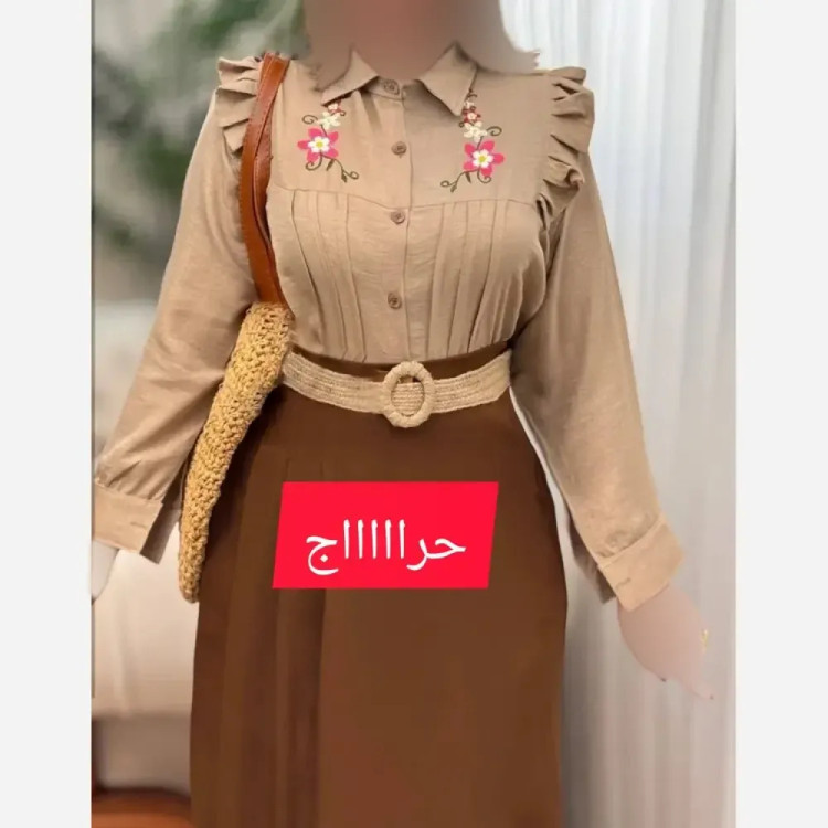 شومیز شانتون گلپوش فری سایز رنگ نسکافه ای