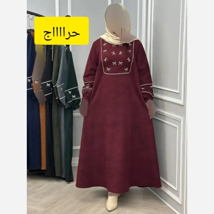 مانتو باند پاپیونی شانتون زرشکی فری سایز