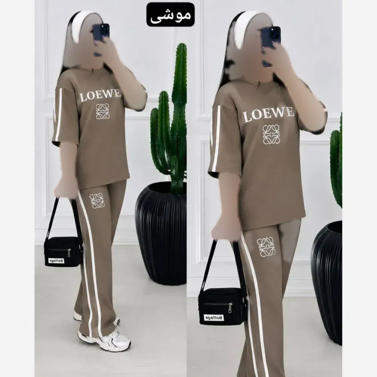 ست تیشرت شلوار ویسکوز پنبه فول کش لوئوه فری سایز 36 تا 46