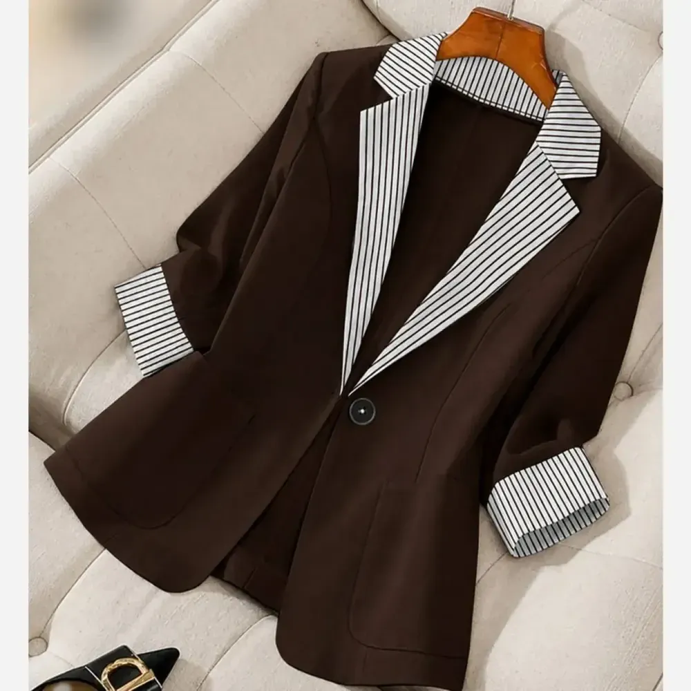 کت مزونی تیارا جنس مازراتی درجه یک رنگ قهوه ای و کرم