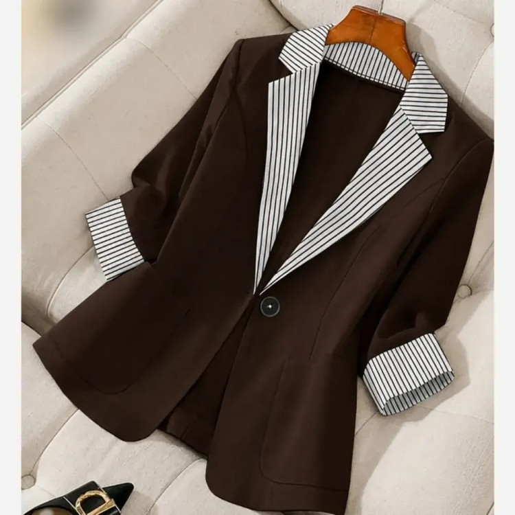کت مزونی تیارا جنس مازراتی درجه یک رنگ قهوه ای و کرم