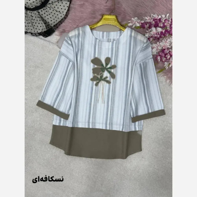 شومیز گلدوزی پرنسا لنین بیسکویتی فری سایز 38 تا 46