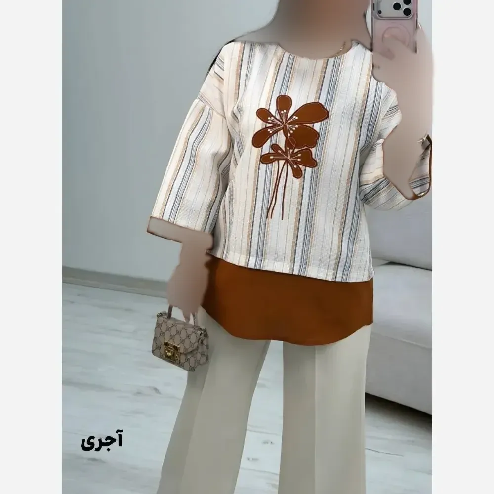 شومیز گلدوزی پرنسا لنین بیسکویتی فری سایز 38 تا 46