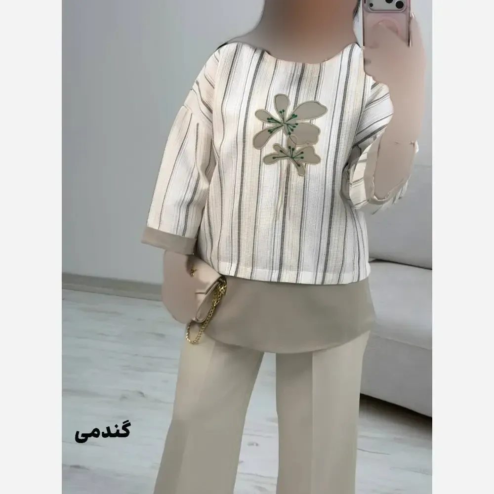 شومیز گلدوزی پرنسا لنین بیسکویتی فری سایز 38 تا 46