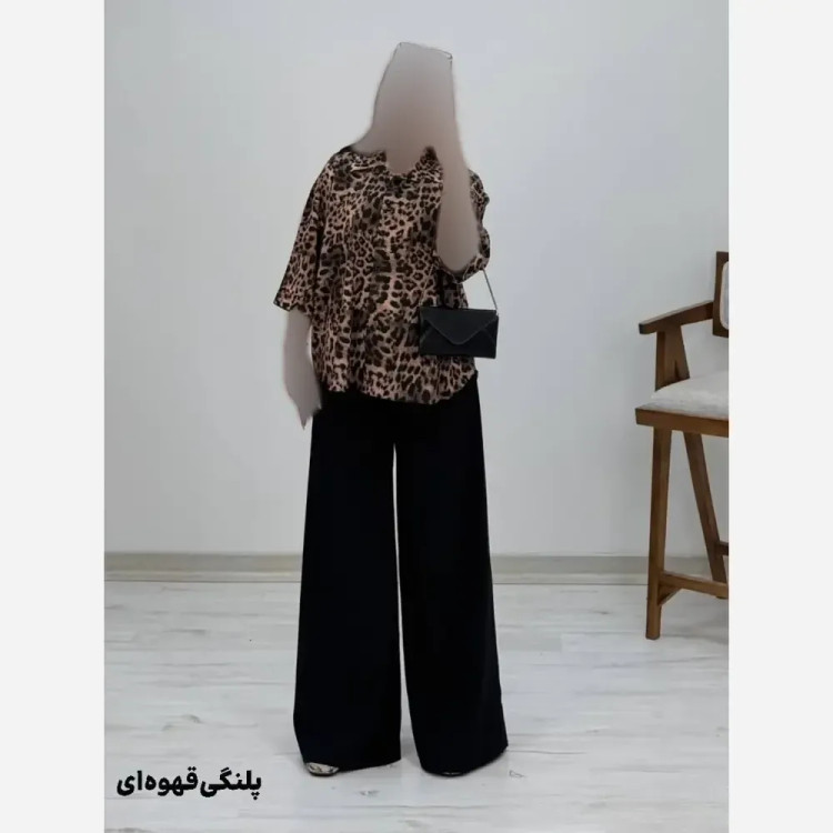 شومیز شلوار طرح دار کرپ بوگاتی زنانه فری سایز 38 تا 46 رنگبندی متنوع