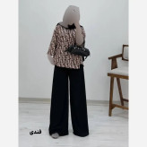 شومیز شلوار طرح دار کرپ بوگاتی زنانه فری سایز 38 تا 46 رنگبندی متنوع