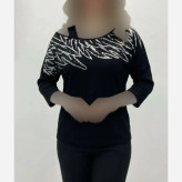 شومیز مجلسی پریناز مشکی پنبه لاکرا نگین کاری شده فری سایز