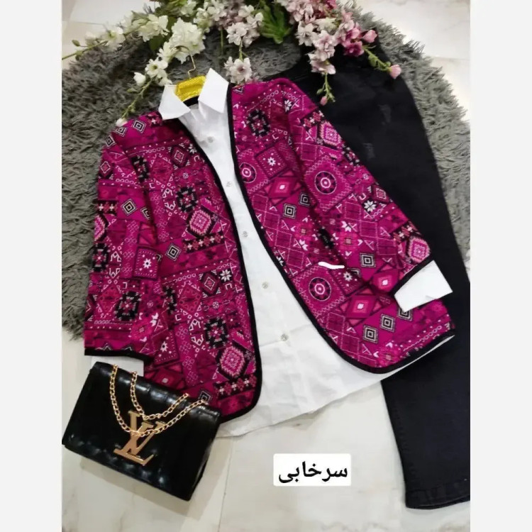 کت گلیمی تافته سوزن دوزی سنتی زیبا زنانه فری سایز 36 تا 46 در رنگبندی مشکی، سبز، قرمز و سرخابی