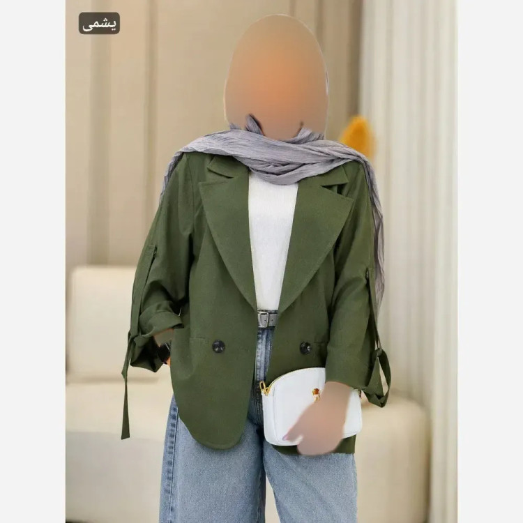 مانتو کتی استین سگک جنس کتان لنین نچرال فری سایز