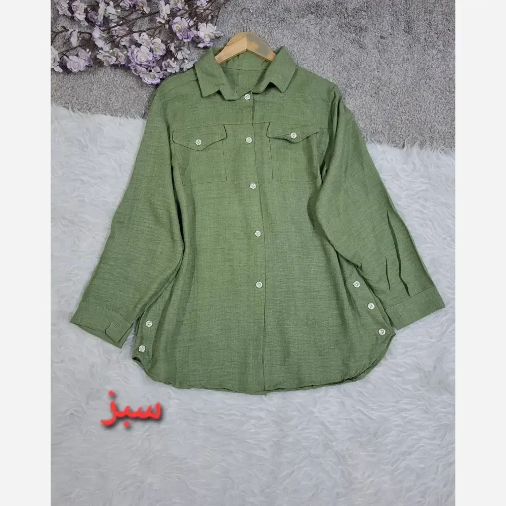 شومیز مانتویی بغل دکمه جنس شانتون درجه 1 سایز 38 تا 48