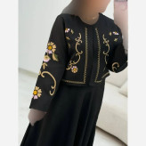 کت دامن گلدوزی زنانه کرپ مازراتی مشکی فری سایز