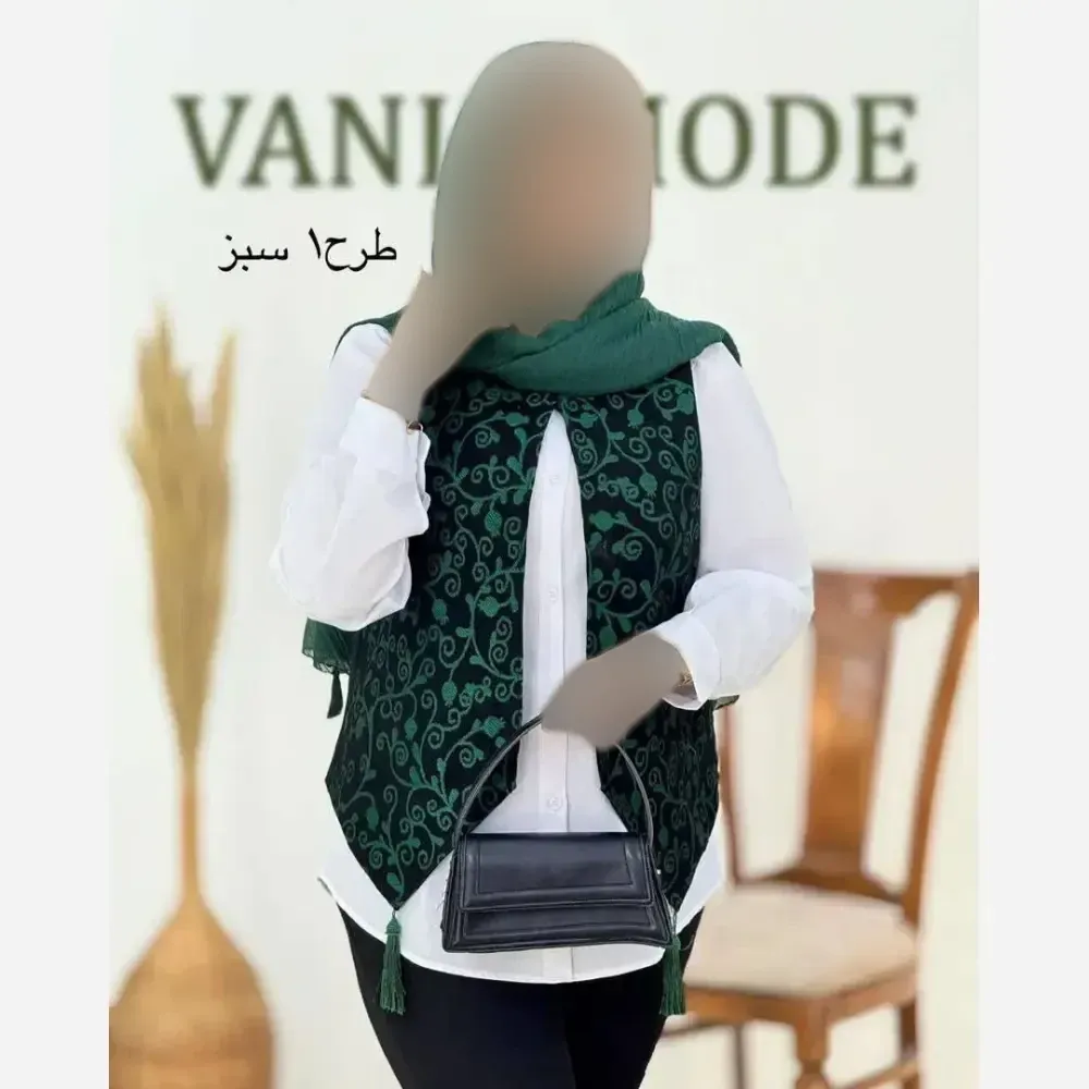 ژیله گلبهار جنس تافته سوزن دوزی فری سایز