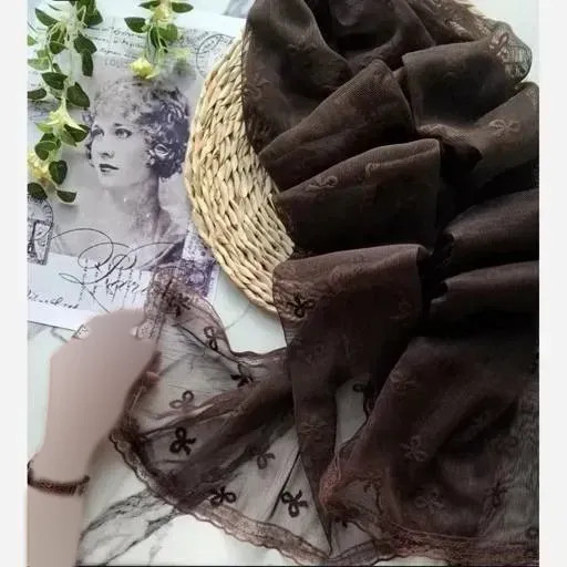 شال تور دانتل طرحدار حاشیه دانتل ابعاد 180 در 70 سانتیمتر