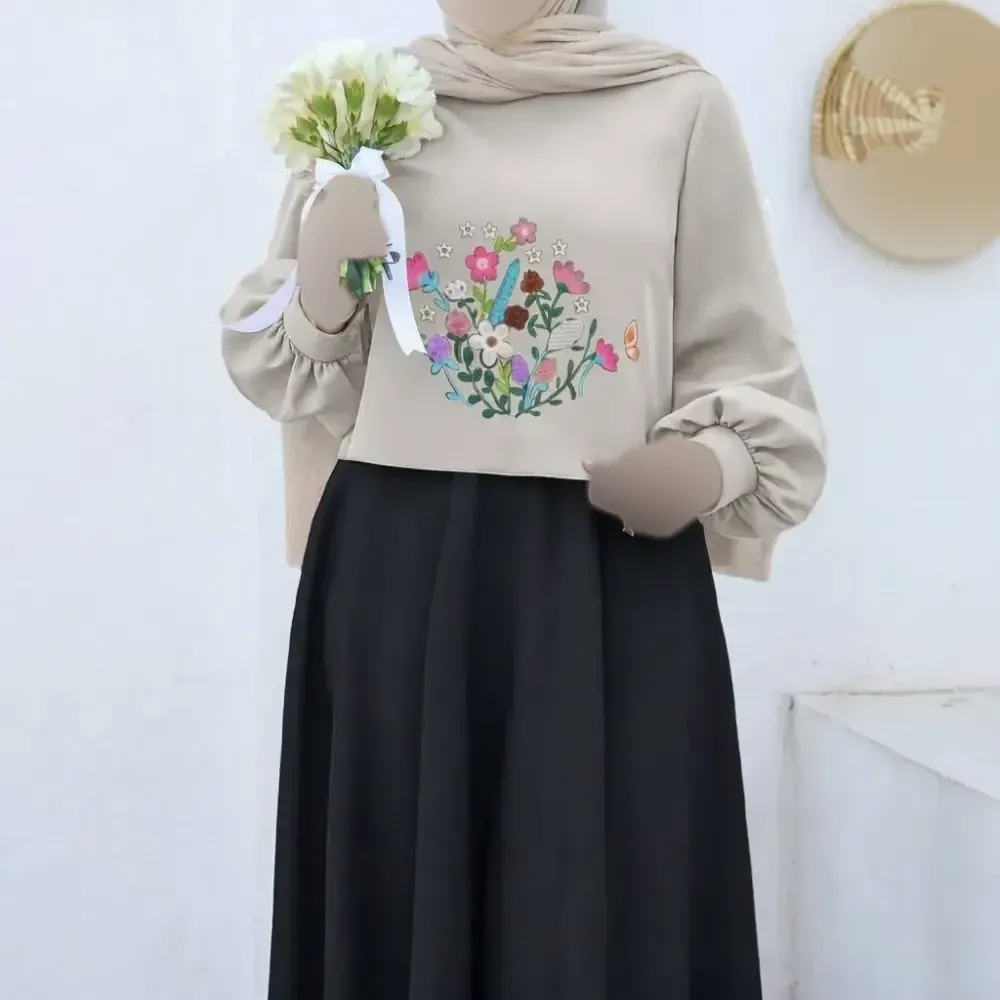 ست رویه و سارافون آرامش مازراتی فری سایز زنانه گلدوزی شده