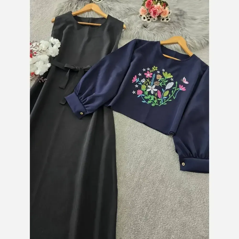 ست رویه و سارافون آرامش مازراتی فری سایز زنانه گلدوزی شده