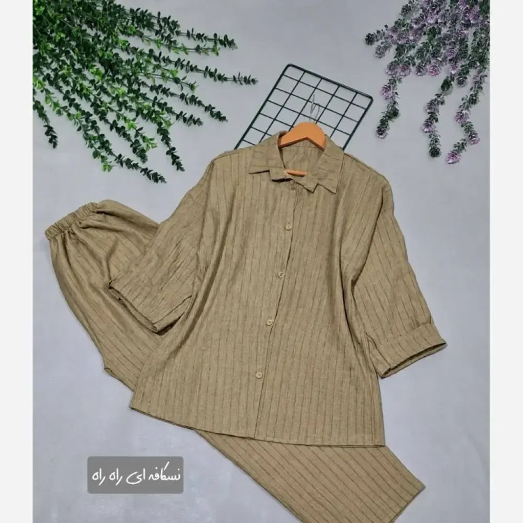 ست شومیز و شلوار نگینی شانتون درجه یک سایز 38 تا 46