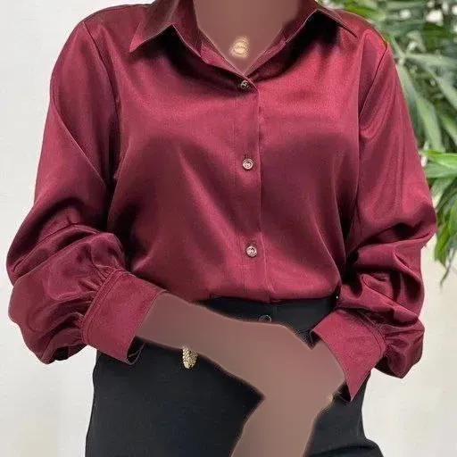 شومیز ساتن مات زنانه و دخترانه فری سایز رنگ مشکی و سبز تیره